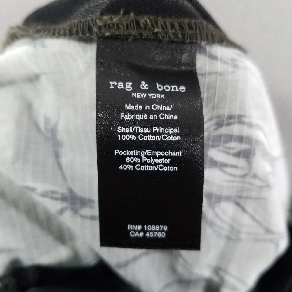 Rag & Bone Shorts Mens 40 Green Army Floral Ripstop Chino Perry Flat Front Zip